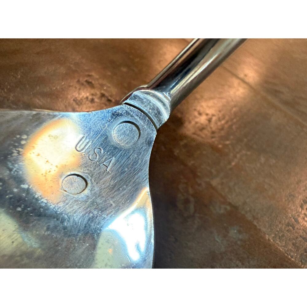 Vintage 12" Ekco USA Serving Spoon Set Solid & Slotted Light Blue Handle Kitchen - Picture 9 of 10